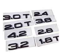 VISIYUBL Emblem Fit For Audi 1.8T 2.0T 2.4 3.0 T 3.2 3.6 A3 A4 A5 A6L A7 A8L Q3 Q5 Q7 Four Wheel Drive Car Trunk Logo Sticker(Glossy black,2.0T)