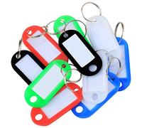 Viskey 50PCS Plastic Key ID Label Tags Split Ring Keyring in Red,Blue,Green and Yellow