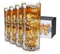 Viski Admiral Highball Glasses, Crystal Drinking Glasses, Elegant Glassware for Whiskey, Vodka, Cocktails, Perfect for Home Bars, Indoor & Outdoor Parties, Stylish Drinkware, 9 oz, Set of 4