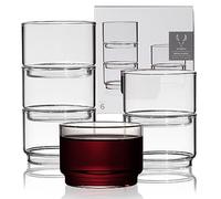 Viski Bodega Stackable Drinking Glasses Set-Modern Glassware for Wine and Cocktails-7oz Set of 6, Clear