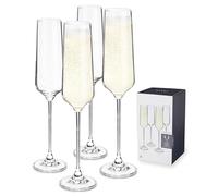 Viski Champagne Flutes, 4 Lead-Free Crystal Sparkling, Stemmed Wine Glass Set European Made Glassware, Set of 4, Clear, (10103)