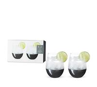 Viski Dipped Cocktail Tumblers Set of 2 19oz (561ml) Stemless Wine, Glass, Polished Finish, Gunmetal Black