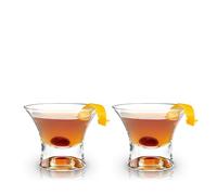 Viski Heavy Base Crystal Manhattan Glasses Set of 2, Lead-Free Premium Crystal Clear Glass, Stemmed Martini Cocktail Glasses, Cocktail Glass Gift Set, 7oz (207ml)