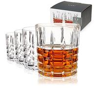 Viski Highland D.O.F Set of 4, Lead-Free Crystal, Classic Lowball Cocktail Barware, 10 oz, Double Old Fashioned Glass