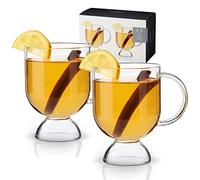 Viski Irish Coffee Glasses, Hot Toddy Glass Mug for Mulled Wine, Spiked Cider, Eggnog, Crystal Clear Coffee Mug Gift Set of 2, 12 oz