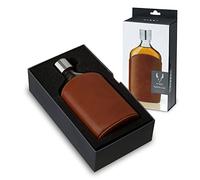 Viski Leather-Wrapped Glass Flask - 7oz, British Tan, Leather & Polished Finish