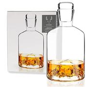 Viski Mountain Decanter, Lead-Free Crystal, Hand-Blown Decanter with Stopper, 24 Oz Capacity