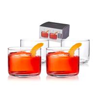 Viski Raye ni, Lowball Cocktail Premium Crystal Glassware, 8oz Tumbler Glasses Set of 4, Clear
