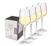 Viski Reserve European Crystal Chardonnay Glasses, 4 Lead-Free Crystal White Wine Glasses, European Made Glassware, Stemmed Wine Glass Set, Set of 4, 15 Ounces (443 ml)