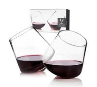 Viski® Rolling Crystal Wine Glasses Set of 2, No-Lead Premium Crystal Clear Glass, Modern Stemless, Wine Glass Gift Set, 12oz (355ml)