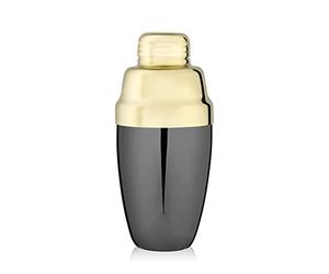 Viski Two-Toned Heavyweight Cocktail Shaker, Stainless Steel Drink Mixer, with Bar Strainer, Professional Shaker for Martini and Margarita, Gold and Gunmetal Black Finish, 16.5 oz