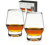 Viski Whiskey Glasses with Heavy Footed Base - Crystal Tumblers for Scotch, Bourbon, Cocktails - 18.5 Oz Set of 2