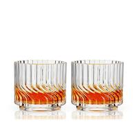 Viski Zephyr Crystal Lowball Tumblers, Elegant Cut Crystal Whiskey Glasses, Perfect for Scotch, Bourbon, Cocktails, and Neat Spirits, Ideal for Hosting Parties, Home Bar Accessories, 8.5 oz, Set of 2