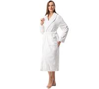 Vislivin Fluffy Bathrobe for Women Soft Fleece Dressing Gown Ladies Warm Loungewear Robe White-S