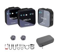 Vislla Wireless Lavalier Microphone,DSP Active Noise Cancellation,12H Battery Life,Lapel Microphone, Dual Channel Wireless Microphones for YouTube/Vlogging/Streaming/Podcast,for DSLR Camera/iPhone