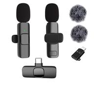 Vislla Wireless Lavalier Microphone for iPhone, iPad, Wireless Microphones, Built-in Noise Cancellation, 5H Working time, Lapel Microphone for YouTube/Vlogging/Live Streaming/Tiktok/Interview