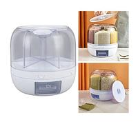 VISLONE Grain Storage Container,Grain Dispenser 6 Grids PP Rotation Insect Proof Grain Storage Organization for Home Kitchen