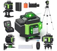 VISLONE Laser Level 360° Self Leveling with Tripod,Pulse Mode,Adjustable Brightness Waterproof and Dustproof IP54,with 2 Rechargeable Batteries,Remote Control and Tripod,and More