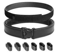 VISMIX Basketweave Duty Belt Police 2" Hook Lining Leather Duty Belts Law Enforcement w/1.5" Loop Inner Belt, Black, M