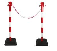 Viso PPKSET40RB Self Assembly Plastic Barrier Post Set Starting Kit with Chain and Hook - Red and White