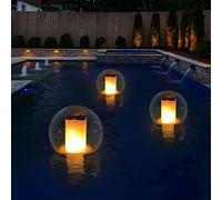 VISOFO Solar Floating Pool Lights for Swimming Pool | Outdoor Waterproof Decorations Solar Powered Flame Led Lamp Inground Pond Flickering Decor Party Event Night Above Ground IP68 (1 pcs)