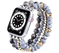 VISOOM Bead Strap Compatible with Apple Watch 40mm 38mm 41mm Series 7 SE Series 6/5/4 Women Fashion Cute Handmade Crystal Beads Stretchy Watch Strap for iWatch Bands Series, 46/45/44/42mm-1/2/3
