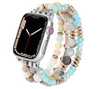 VISOOM Beaded Boho Bracelet Compatible for Apple Watch Band 42mm/44mm/45mm/46mm Series 10 9 8 7 SE Series 6/5/4 Women Fashion Cute Handmade Crystal Beads Stretchy Watch Strap for iWatch Bands Series