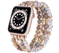 VISOOM Beaded Boho Bracelet Compatible for Apple Watch Band 42mm/44mm/45mm Series 9 8 7 SE Series 6/5/4 Women Fashion Cute Handmade Crystal Beads Stretchy Watch Strap for iWatch Bands Series 3/2/1