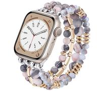 VISOOM Beaded Boho Bracelet Compatible for Apple Watch Band 46/45/44/42mm Series 11 10 9 8 7 SE Series 6/5/4 Women Fashion Cute Handmade Crystal Bead Stretchy Watch Strap for iWatch Bands Series 3/2/1
