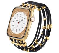 VISOOM Beaded Boho Bracelet Compatible for Apple Watch bands 38/40/41/42mm Women - Stretchy iWatch Band Women for Apple Watch Series 10/SE/9/8/7/6/5/4/3/2/1, DIY Metal Beaded Apple Watch Bracelet Band