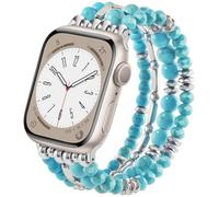 VISOOM Beaded Bracelet for Apple Watch Band 40mm/38mm/41mm Series 7 SE 6/5/4 - Fashion Crystal Beads Stretchy Strap for iWatch 3/2/1 Women, Handmade Replacement Band