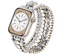 VISOOM Beaded Bracelet for Apple Watch Band 40mm/38mm/41mm Series 7 SE 6/5/4 - Women's Fashion Crystal Beads Stretchy Strap for iWatch 3/2/1