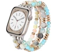 VISOOM Beaded Bracelet for Apple Watch Band 46/45/44/42/41/40/38mm Series 12 11 10 9 8 7 SE 6/5/4 Women Fashion Cute Handmade Crystal Beads Stretchy Watch Strap for iWatch Bands Series 3/2/1