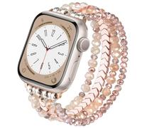 VISOOM Beaded Straps Compatible with Watch Strap 46mm/42mm/44mm/45mm/49mm, Bling Jewelry Replacement iWatch Band Women or Series SE/10/9/8/7/SE/6/5/4/3/2/1, Rose gold