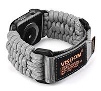VISOOM Braided Strap Compatible with Apple Watch Straps 46mm 42mm 44mm 45mm 49mm, Rugged Nylon Sport Durable Loop Replacement Straps for iWatch Series 10 9 8 7 6 5 4 3 2 1 SE Ultra 2 1,Grey-XL
