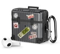VISOOM Compatible With Airpods 3 Case, Cute Funny Suitcase Design Shockproof Apple Airpod 3 rd Generation Protective Case Cover with Keychain[Support Wireless Charging], Black