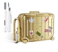 VISOOM Compatible with AirPods Pro 3 Case 2025, TPU Cute Protective Suitcase Apple AirPods Pro 3rd Case Cover with Keychain and Cleaning Kit,Gold