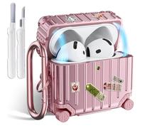 VISOOM for Airpods 4 Case Cute Suitcase Design - Rose Gold | Soft TPU Protective Case Cover DIY-Stickers for Apple Air Pod Pro 4th with Cleaning Kit