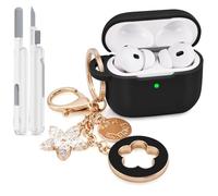 VISOOM for AirPods Pro 3 Case 2025, Silicone Case for Apple Air Pods Pro 3rd Generation Cover, Cute iPods 3 Protective Cover with Bling Keychain & Cleaning Kit,Black