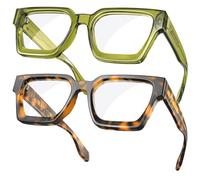 VISOONE - Blue Light Blocking Glasses Rectangle Stylish Multicolor Frame for Women Men RIVER, Coconut Turtle + Olive Green, talla mediana