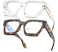 VISOONE - Blue Light Blocking Glasses Rectangle Stylish Multicolor Frame for Women Men RIVER, Coconut Turtle + Transparent, Medium