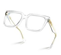 VISOONE Rectangle TR90 Blue Light Blocking Computer Glasses with Preppy Look for Women and Men Cougar, clear, Large