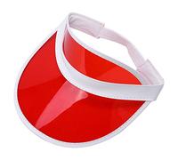 Visor Hat 1980S Unisex Sun Visor Poker Hat Golf Neon Pub Stag Rave Dance Cap Headband (Red)