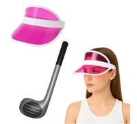 Visor Hat & Inflatable Golf Club Fancy Dress Set - Fun Costume Accessories for Adults - Fun Sports Cosplay Party Props, Themed Events, Stag Do, Photo Booth (Pink Visor Hat + Inflatable Golf Club)