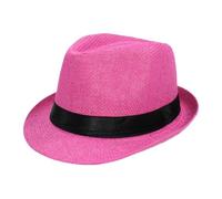 Visor Hat Straw Fedora Hat Panama Hat Short Brim Summer Sun Hat Wide Rimmed Hats Men (One Size) Hot Pink