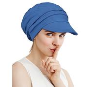 Visor Sun Hat Beanie Cap for Cancer Patients Gentle Head Coverings Blue