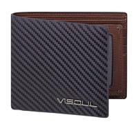 VISOUL Genuine Carbon Fiber Leather Wallets with 10 Card Holders and 2 ID Windows, 2 Cash Compartments, RFID Blocking Wallet for Men Slim Wallet for Cash, Notes-Carbon+Coffee