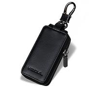 VISOUL Genuine Leather Key Holder Vehicle Car Key Holder Zipper Bag with Keychain, Car Key Cover Anti-Scratch Protectors Universal Auto Key Pouch Carabiner Car Accessories