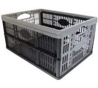VISS 5 Pack 32 Litre Foldable Crate Plastic Storage Box Basket - Grey, Practical, Neutral - 47.5 cm x 35 cm x 23.6 cm