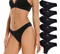 VISSAY Seamless Underwear for Women, No Show Ladies Stretch Bikini Panties, Silky Invisible Hipster, 2 Black, XS